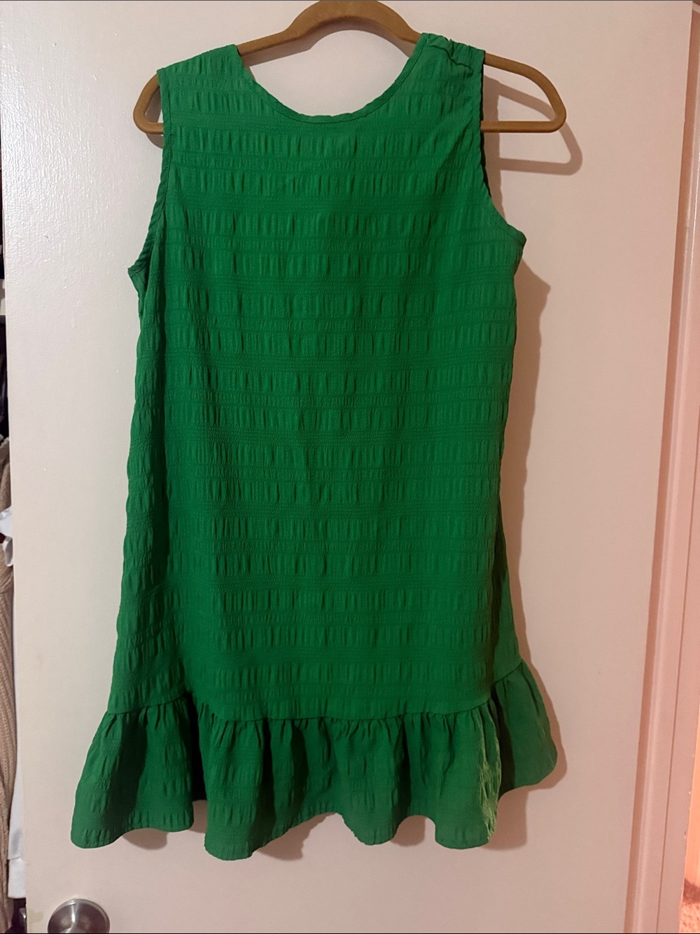 SHEIN Green Sleeveless Ruffle-Hem Casual Dress